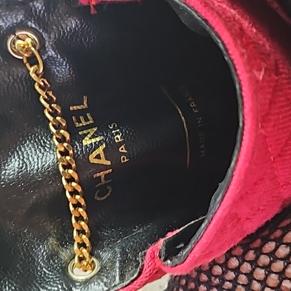 Chanel Red Cloth Front Flap Micro Gold Chain Purse Bag - Picture 8 of 8